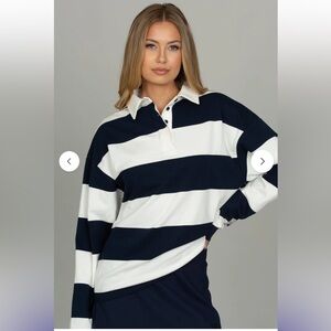 Gold Hinge NAVY STRIPED RUGBY TOP